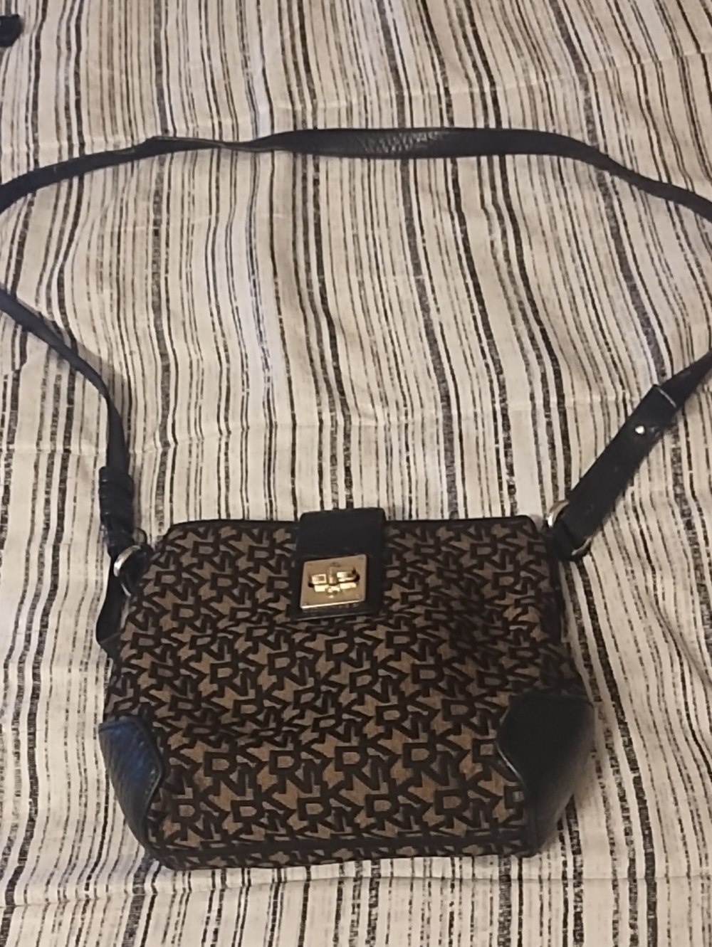 DKNY Brown and Black Logo Crossbody Bag